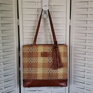 Patricia Nash toscano tote with tassel woven with leather tote new bag